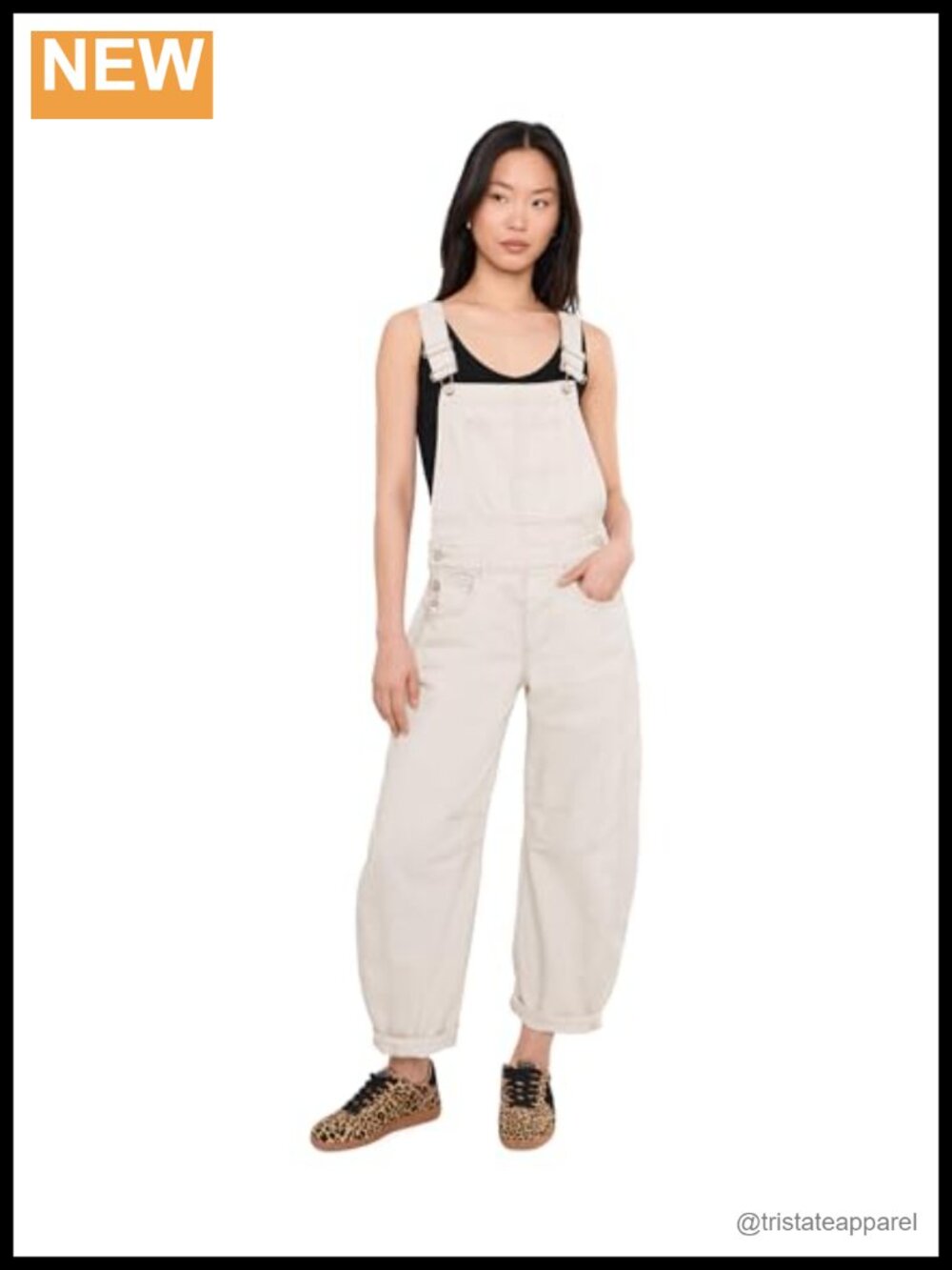 Mid-Weight Non-Stretch Denim Overalls with Patch Bib Pockets